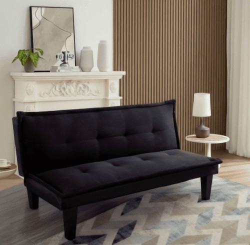 Black faux suede - 63", modern