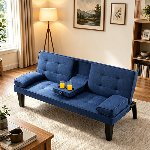 Polyester futon sofa bed - 65",