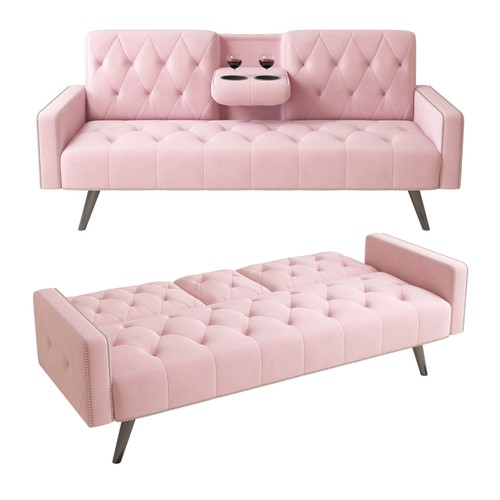 Modern velvet futon sofa bed - modern,